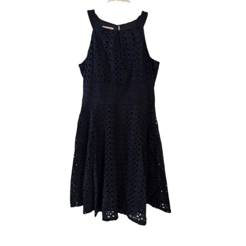 CB Established 1962 Women's Dress Size 10 Navy Blue Eyelet Fit And Flare Dress